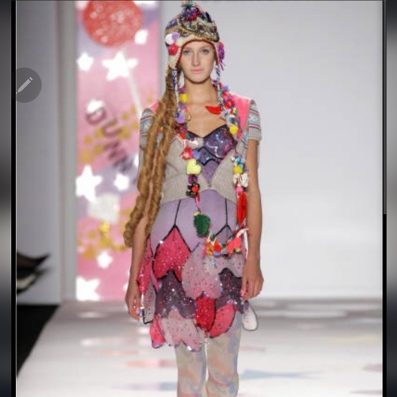 HEATHERETTE Dress Sequin Heart Mini Tinkerbell Runway Vintage Y2k Paris Hilton - Picture 6 of 14